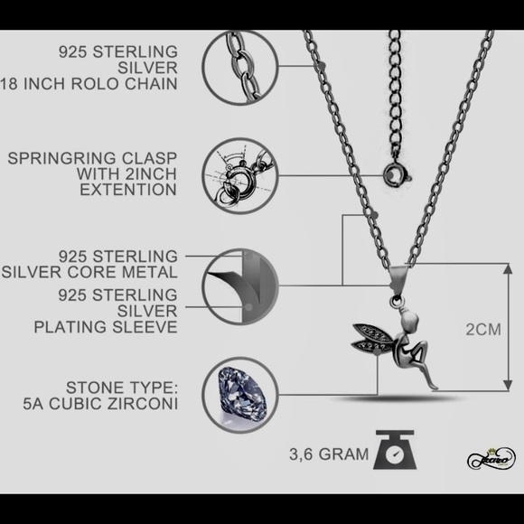 NIB 925 SterlingSilver Fairy Wing Pendant 💜💗💜 - Picture 4 of 14